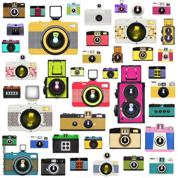 Fototapeta retro camera pattern