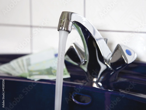 Obraz Wasserhahn und Geld