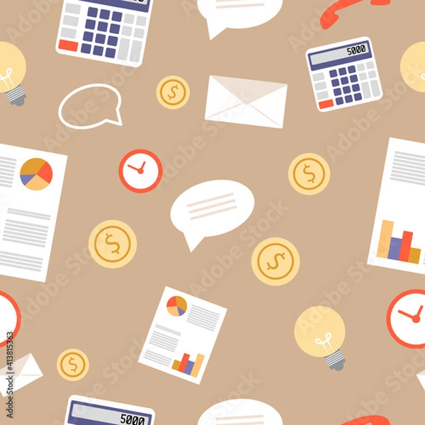 Fototapeta seamless pattern on the theme of business and finance