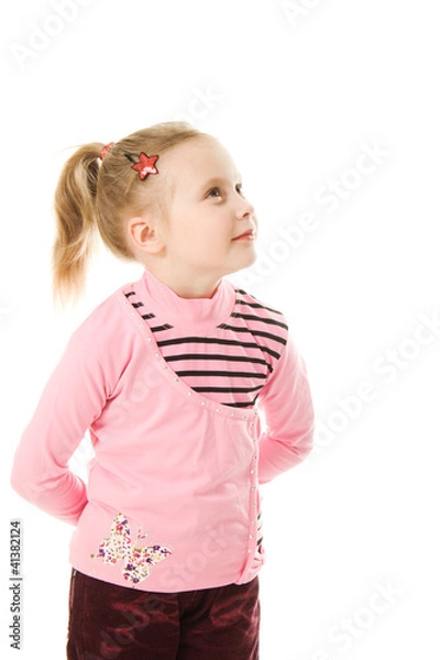 Obraz Pretty little girl looking to the side and up