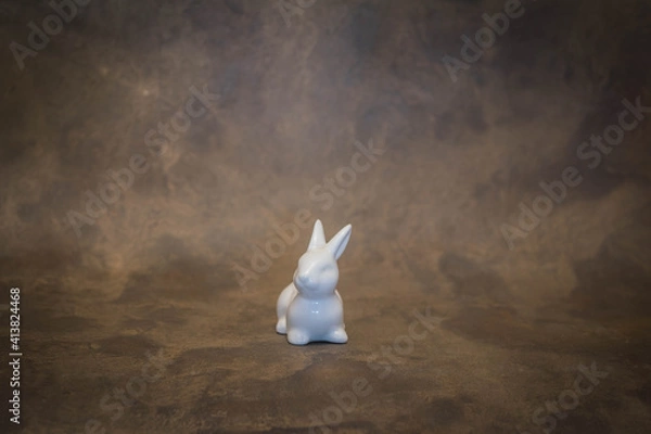 Obraz Easter bunny on rustic broun background