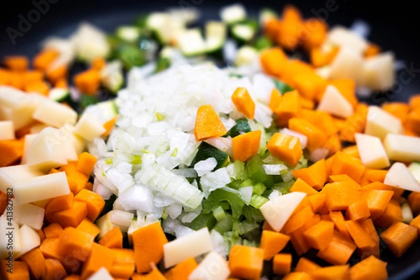 Obraz chopped vegetables on a plate