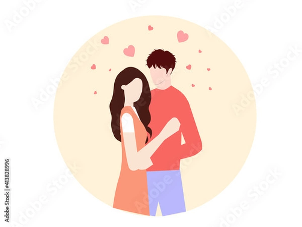 Obraz Guy and girl cuddle, the vector chart