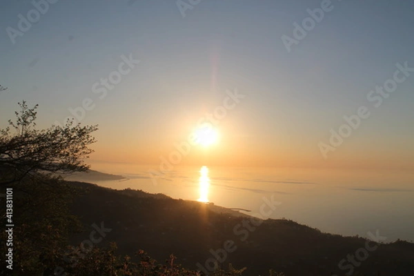 Fototapeta sunset in the mountains