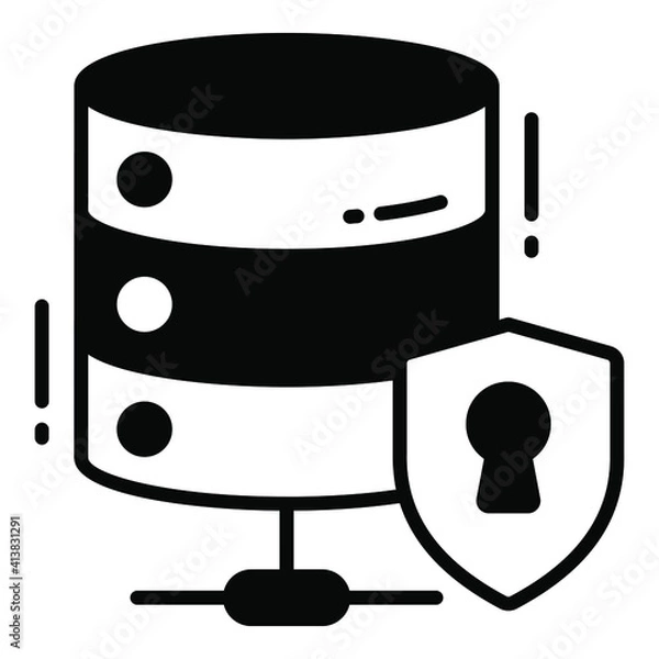 Fototapeta Database, Protection and security vector icons set cyber computer network business data technology