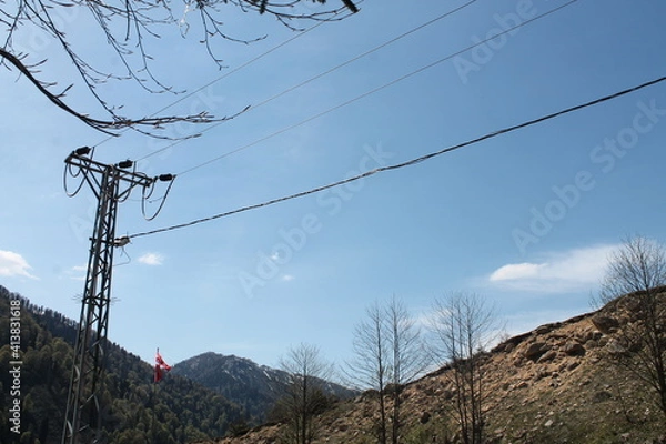 Fototapeta cable car on mountain