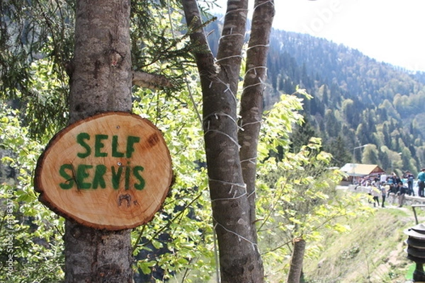 Fototapeta sign in the woods