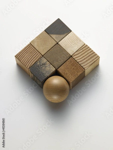 Obraz cubes and wooden ball - cubi e sfera di legno