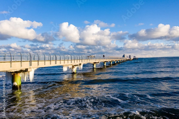Fototapeta Seebrücke von Grömitz im Winter an der Ostsee, Grömitz, Schleswig Holstein, Deutschland