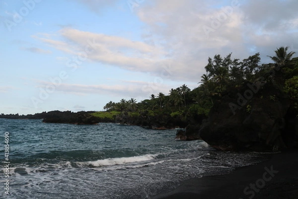 Obraz clouds over black sand