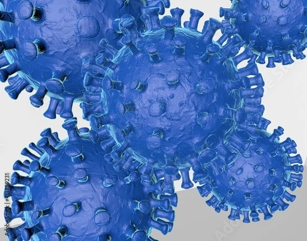 Fototapeta 3D render bacteria virus,3d render microbe. Bacteria virus or germs microorganism cells under microscope.