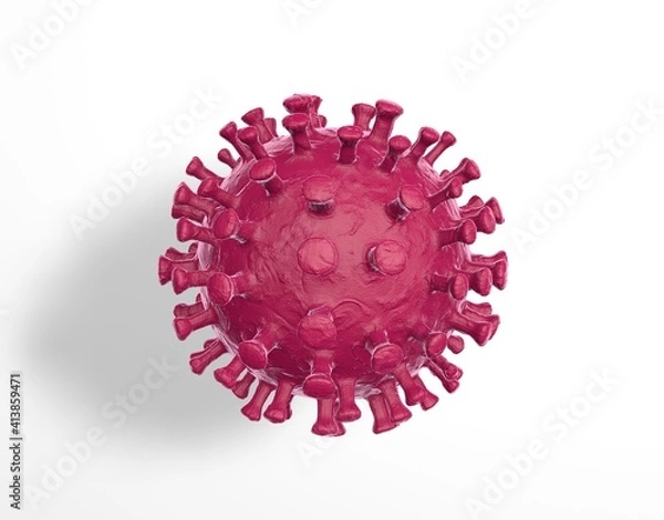 Fototapeta Pink and blue viruses and bacteria of various shapes against a white background. Concept of science and medicine. 3d rendering