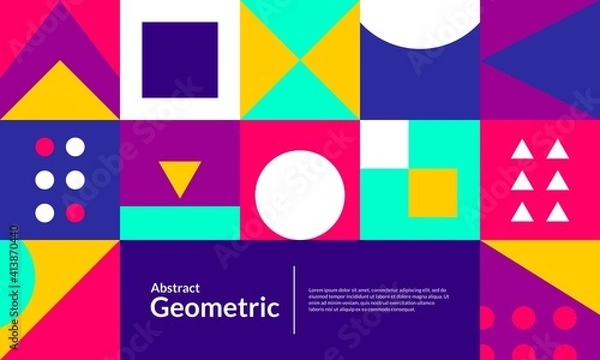 Fototapeta Geometric pattern background with Scandinavian abstract colors. It is suitable for posters, banners, flyers, book covers, advertising, etc. Vector illustration
