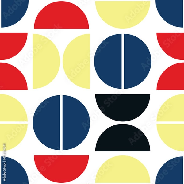Fototapeta Seamless pattern with geometric shapes. Semicircle on a white background