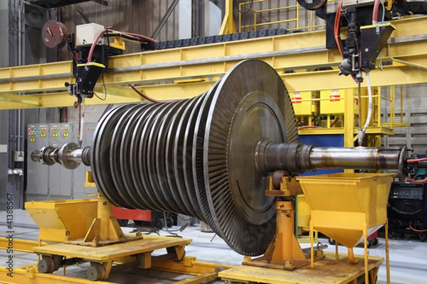 Fototapeta Industrial steam turbine at the workshop
