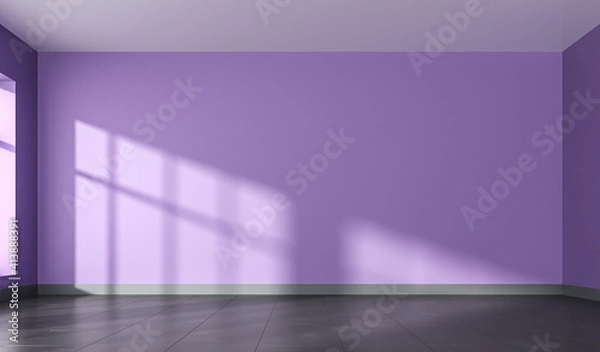 Fototapeta Empty dance studio room interior with day lighting. Abstract architecture interior. 3D render