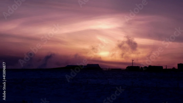 Obraz Farmland at sunset