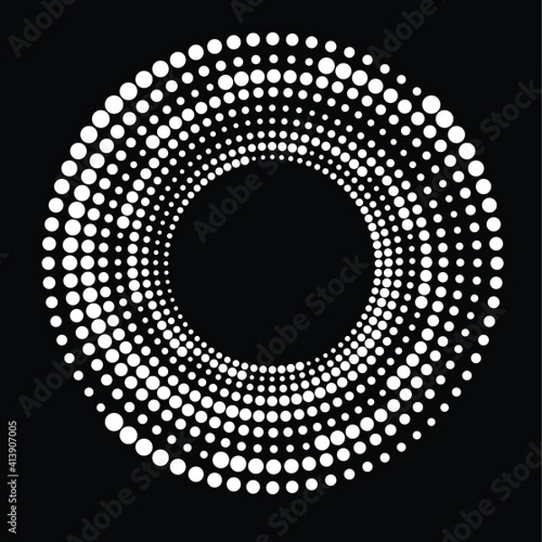 Fototapeta Halftone dots in circle form. round logo . vector dotted frame . design element
