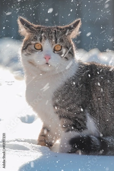 Obraz cat on the snow