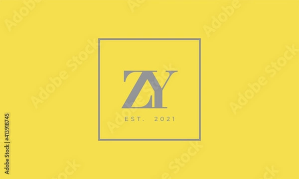 Fototapeta Pantone 2021 Ultimate Gray logotype monogram alphabet characters Illuminating background