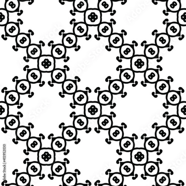 Fototapeta Geometric vector pattern with triangular elements. Seamless abstract ornament for wallpapers and backgrounds. Black and white colors.