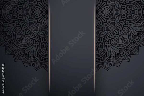 Fototapeta Luxury dark gold mandala ornament template