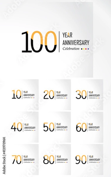 Obraz Year Anniversary Vector Template Design Illustration Black Orange Elegant White Background