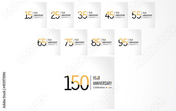 Obraz Year Anniversary Vector Template Design Illustration Black Orange Elegant White Background