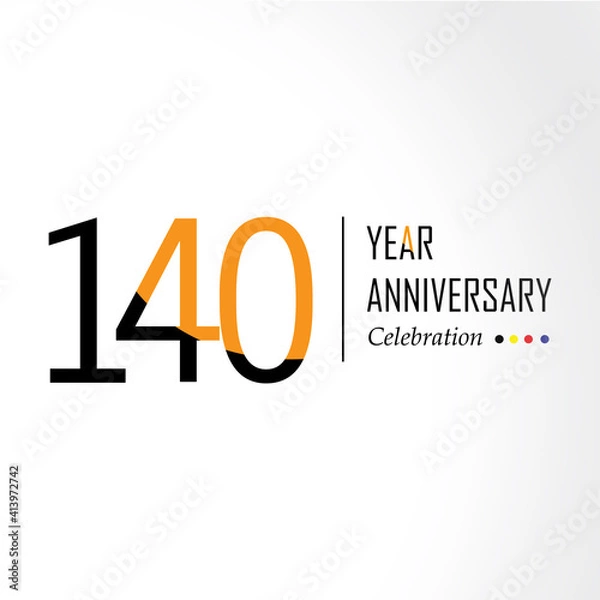 Obraz Year Anniversary Vector Template Design Illustration Black Orange Elegant White Background