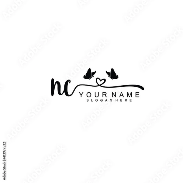 Obraz NC Initial handwriting logo template vector