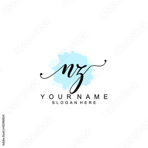 Obraz NZ Initial handwriting logo template vector