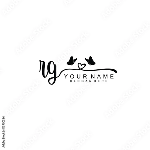 Fototapeta RG Initial handwriting logo template vector