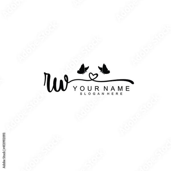 Fototapeta RW Initial handwriting logo template vector