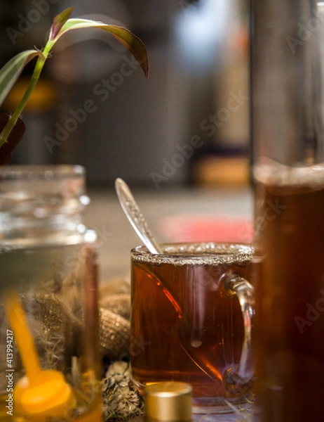 Fototapeta tea with lemon