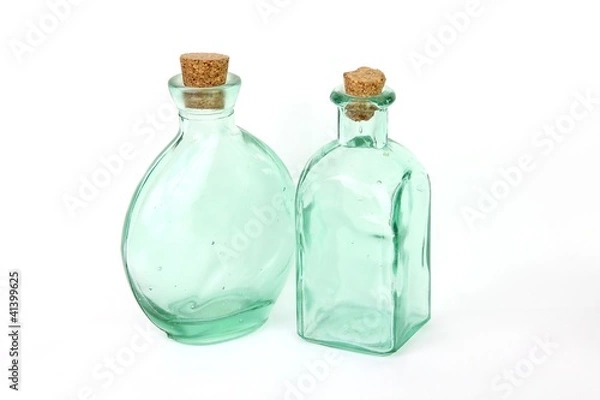 Obraz Two green glass jars with corks