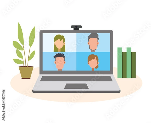 Fototapeta リモートワーク　パソコン　会議