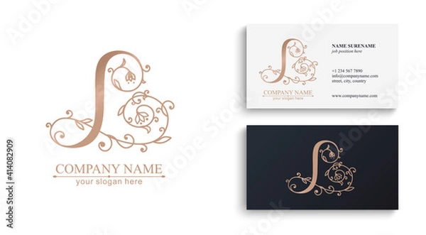 Fototapeta Premium Vector L logo. Monnogram, lettering and business cards. Personal logo or sign for branding an elite company.