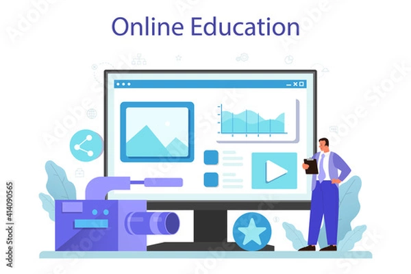 Fototapeta Public relations online service or platform. Idea of brand advertising