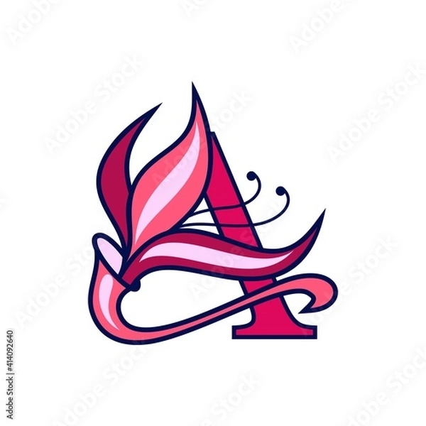 Fototapeta Image of a stylized letter A. Initial, lettering. 
