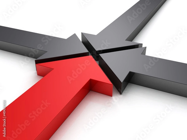 Obraz four arrows pointing in one center direction