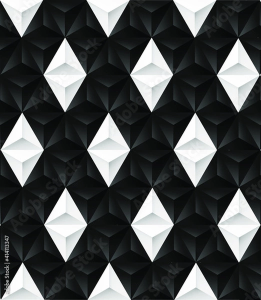Fototapeta black and white geometric seamless  background
