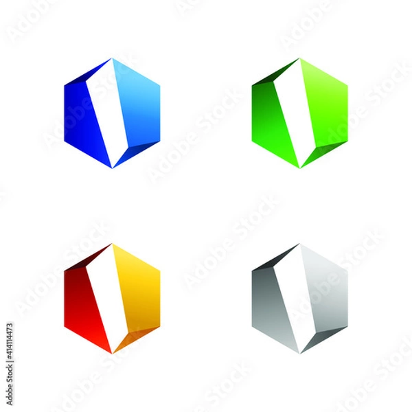 Fototapeta Set of colorful modern icon design logo elements. Geometric