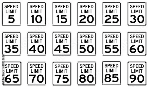 Fototapeta Speed limit signs