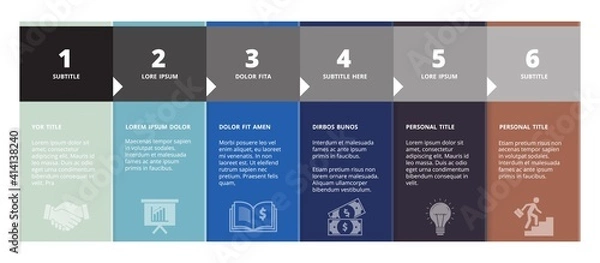 Obraz Steb by step infographic. Business, education or marketing banners. Info flyers vector template. Illustration business step infographic, layout marketing chart