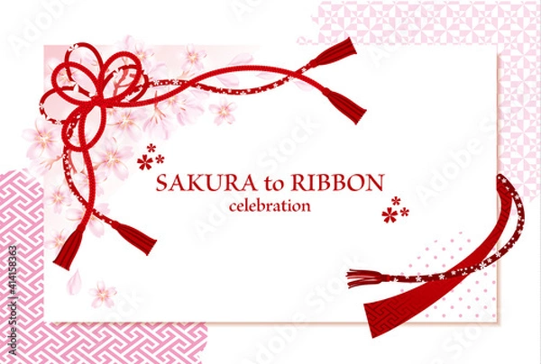 Obraz 桜と和柄のベクターイラスト素材