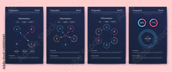 Fototapeta Modern infographic vector elements for business brochures. Use in website, corporate brochure, advertising and marketing..