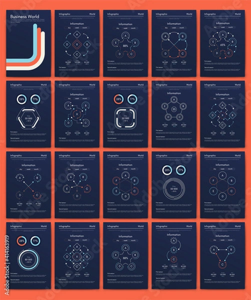 Fototapeta Modern infographic vector elements for business brochures. Use in website, corporate brochure, advertising and marketing..