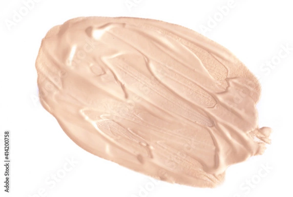Fototapeta Foundation smear on a white background. A speck of makeup isolated.
