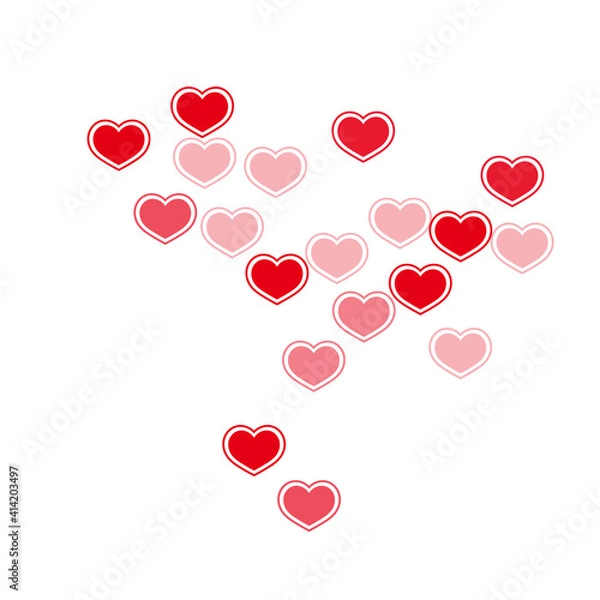 Obraz Beautiful red hearts falling vector illustration.