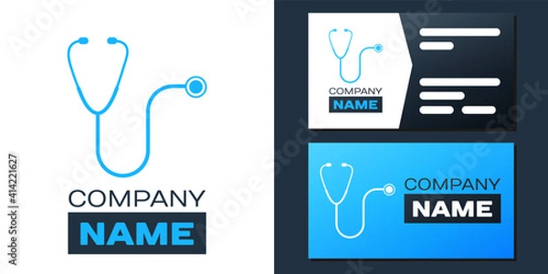 Obraz Logotype Stethoscope medical instrument icon isolated on white background. Logo design template element. Vector.